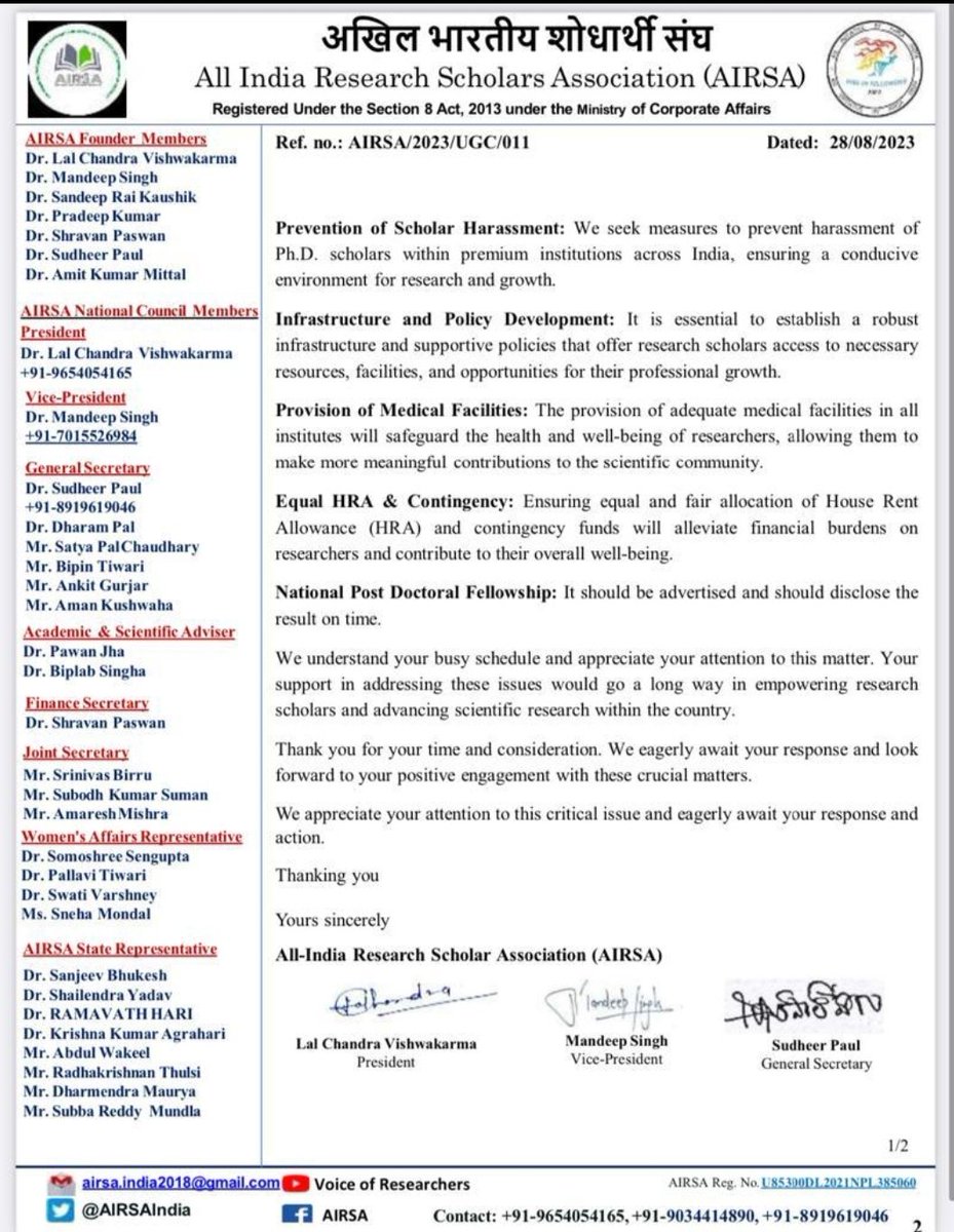 AIRSAIndia's tweet photo. #NonNetFellowshipHike 
⚖️ Alarming Disparity: Since 2006, NON-NET research fellows receive a paltry Rs. 8,000/month, while laborers earn more. 🔥 Urgent plea to @ugc_india #ugcsecretary for decisive reform, fueling impactful research and providing equitable backing @mamidala90 @dpradhanbjp @ThePrintIndia @PrinSciAdvGoI