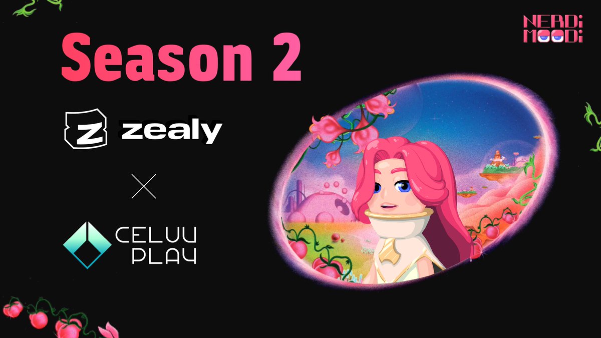 🌟 CeluvPlay presents the #Zealy Season2 RankerEvent! 🌟
📅 Sep 1-30, 2023
🏆 earn XP points in Zelay-Quest missions.
🥇NERDi MOODi Genesis NFT x 3, NERDi MOODi PET NFT x 10, 900 CELB, 15,000 CELA

Zealy Qust : zealy.io/c/celuvplay/qu…

More Detail👇
bit.ly/45wv0xj