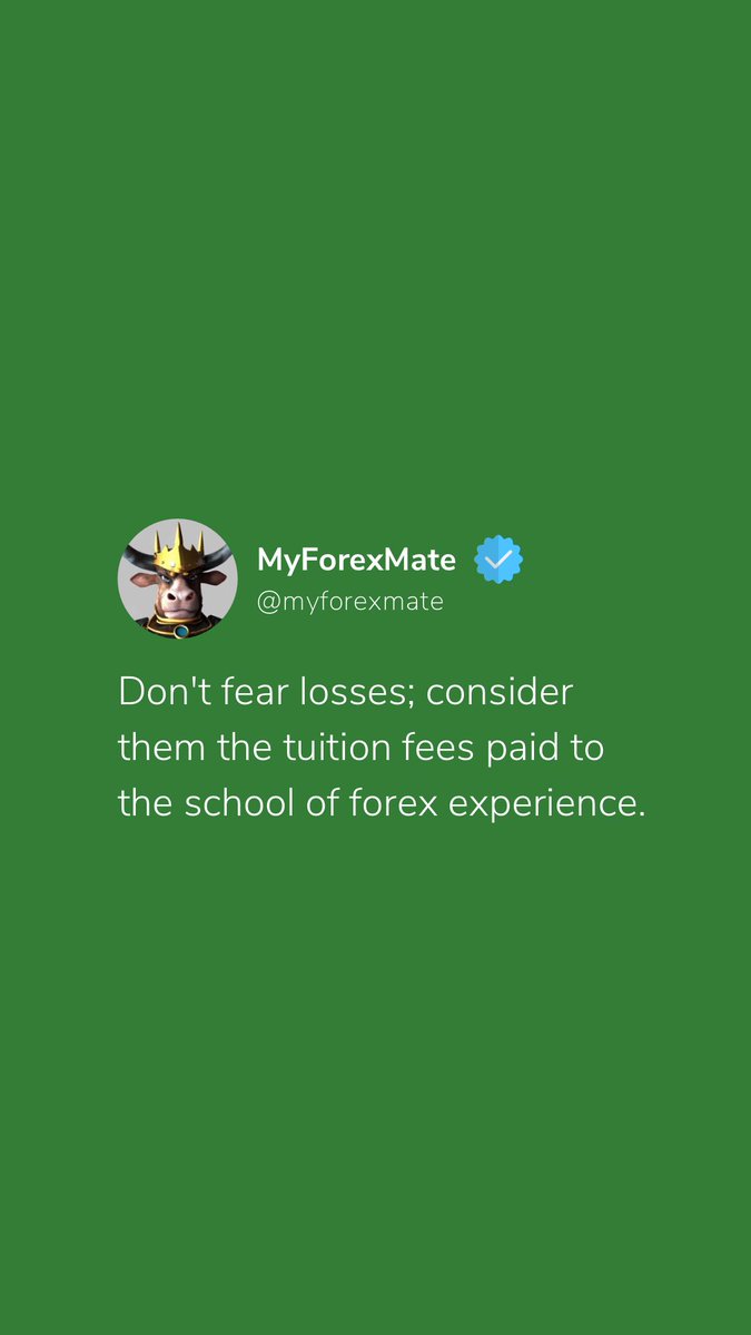 myforexmate's tweet photo. Don't fear losses; consider them the tuition fees paid to the school of forex experience.

#mff #forex #forextrader #ftmo https://t.co/R27i3I0wlD