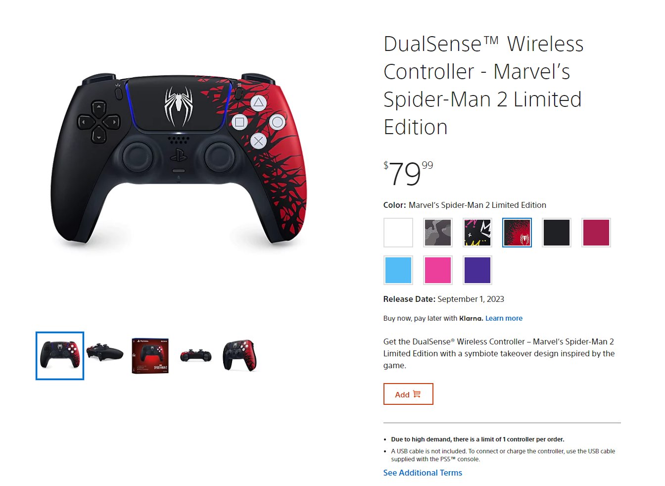 PS5 Marvel's Spider-Man 2 Limited Edition DualSense Controller Console