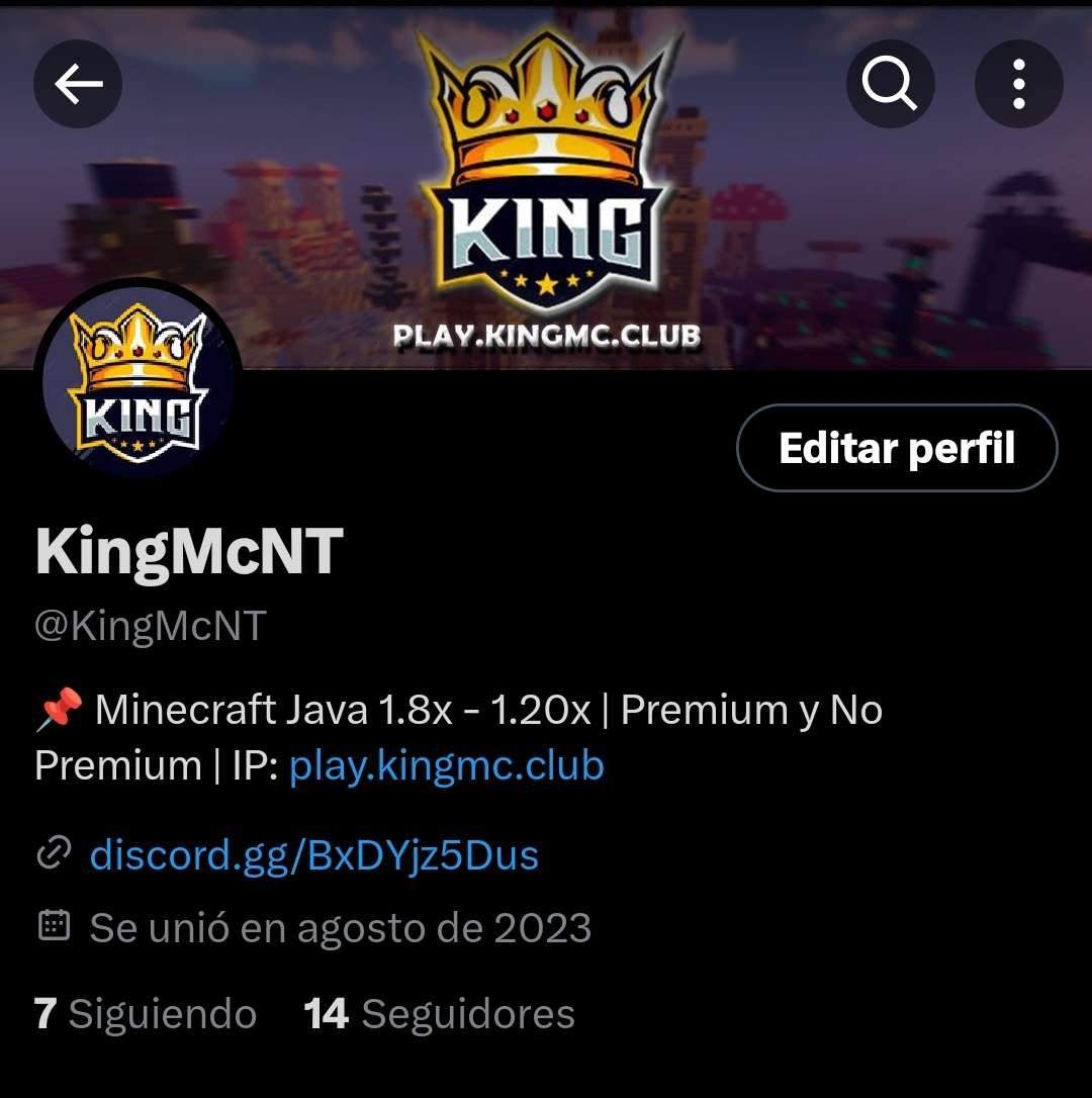 Hola! Quería Anunciar  de  <a href="/KingMcNT/">KingMcNT</a>  un Servidor de Minecraft Java por su momento desde la Versión 1.8x hasta la 1.20x para Premiums y No Premiums. Formó Parte de este Servidor como uno de los Diferentes Partners, espero que me apoyen siguiendo la Cuenta, Gracias. (pasen porno)