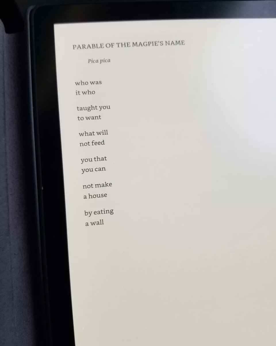 susanmariescavo's tweet image. Sealey Challenge Day 31

From From by Monica Youn

&quot;A magpie flies overhead, and for a second you see a police car, white doors
ooen, dragging behind it the long shadow of the road.&quot;

@thesealeychallenge @graywolfpress
@monsteryoun #theSealeyChallenge #theSealeyChallenge2023
