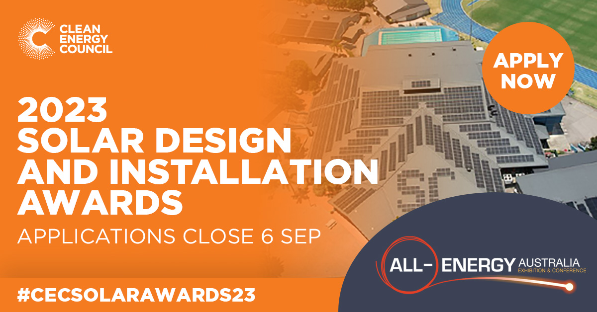 cleannrgcouncil's tweet image. If you've been involved in a special solar project recently apply now for your chance to win a highly coveted Clean Energy Council Solar Design and Installation Award.

Apply now at cleanenergycouncil.org.au/events/solar-d… 

Hurry, applications close soon!

#cecsolarawards23 #solarawards