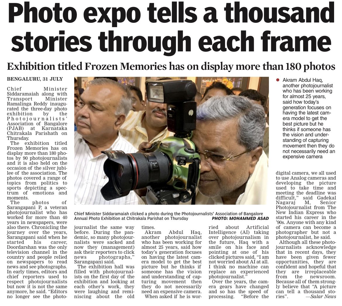 Riya__RC's tweet photo. “A picture can tell thousand stories” 

Photojournalist Association from the city is doing an photo exhibition at Chitrakala Parishath till Sep 2. https://t.co/gcNdPZ07B1