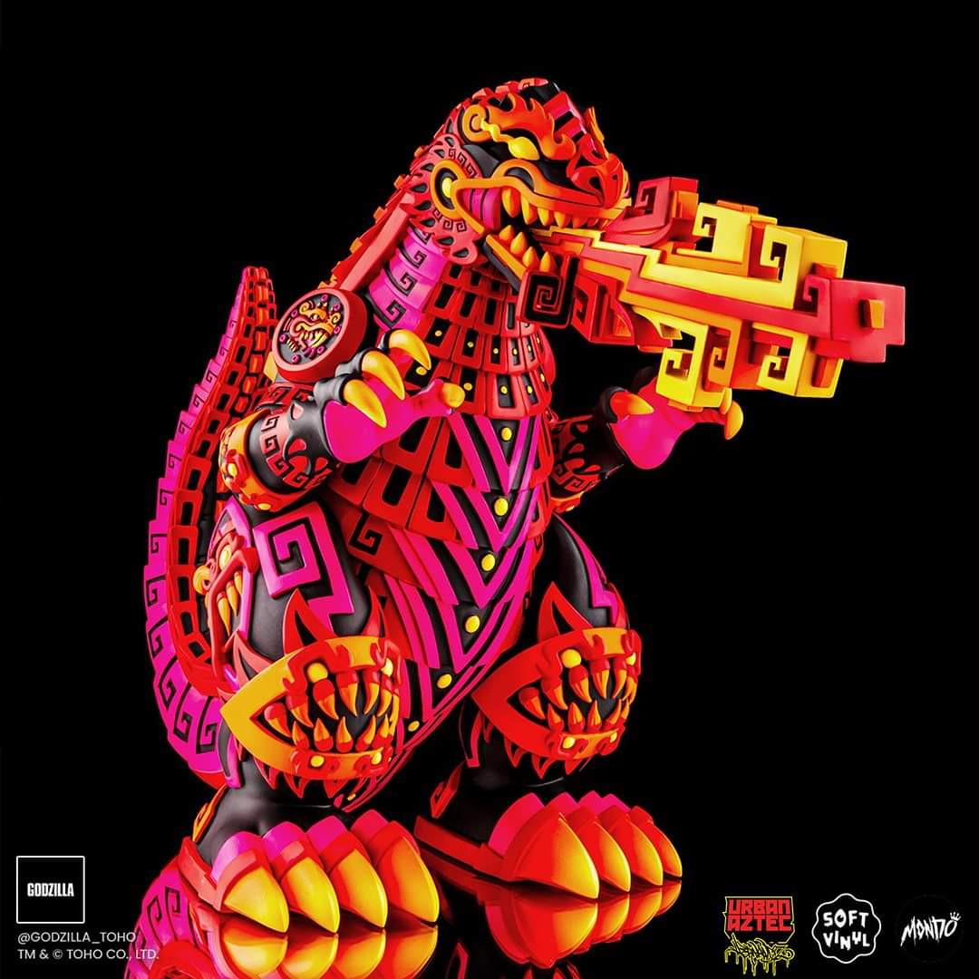monstersngeeks's tweet photo. El #ObjetoDelDeseo de esta semana: #Godzilla al estilo del artista #UrbanAztec. Esta colorida y ardiente versión del Rey de los Monstruos en vinil mide 25cm y ya tiene la preventa @MondoNews a un precio de $150 dólares. Estará disponible en abril del 2024. https://t.co/QQLjhJUkVZ