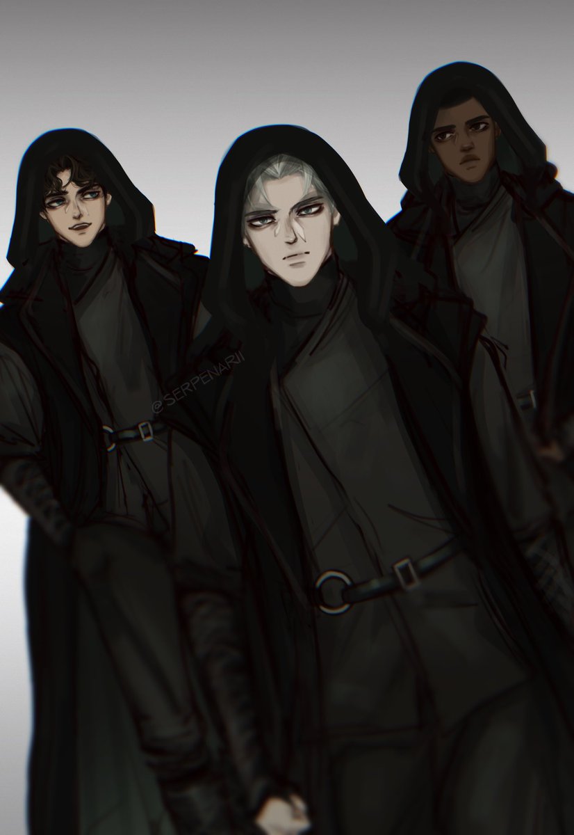 Death Eater Trio  

just two golden masked death eaters and voldemort's right-hand man

x

#DracoMalfoy #BlaiseZabini #TheodoreNott #deatheater #hpfanart #slytherin