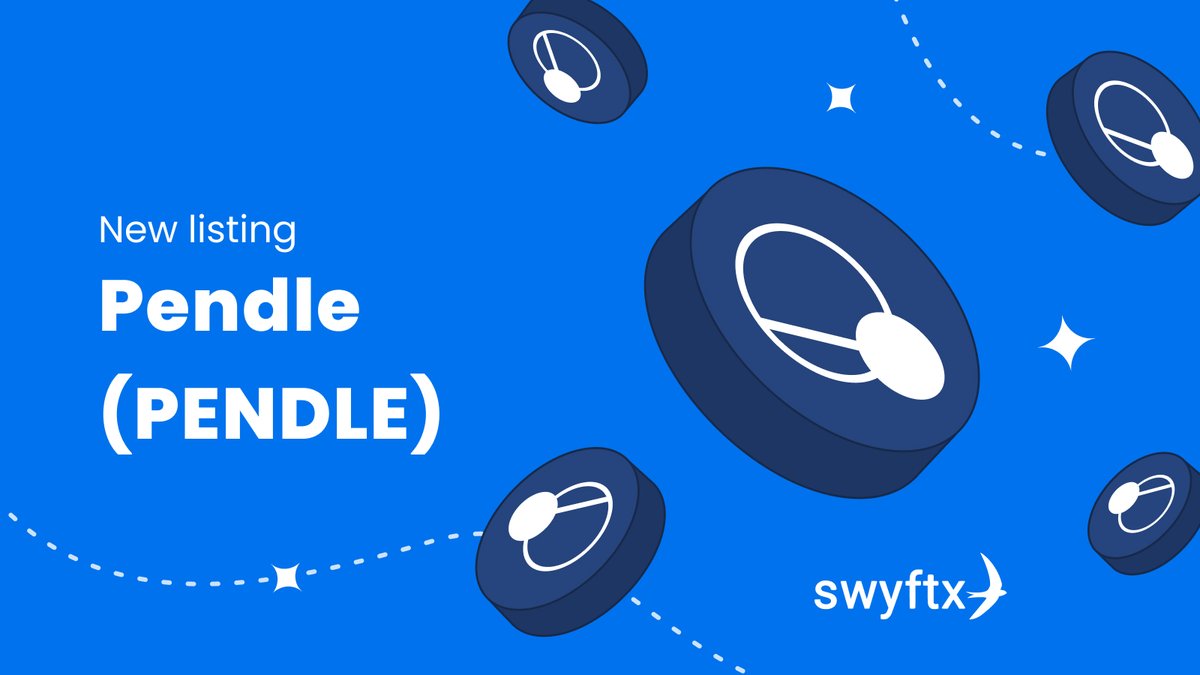 SwyftxGlobal's tweet photo. Grab your pen ✍️

@pendle_fi ( $PENDLE ), the utility token for the protocol enabling tokenised yield locking and trading via its automated market maker (#AMM), is now available on Swyftx.

Login to buy, sell &amp; trade today 👉https://t.co/srUdXh8C5C https://t.co/lIfPl6fXwD