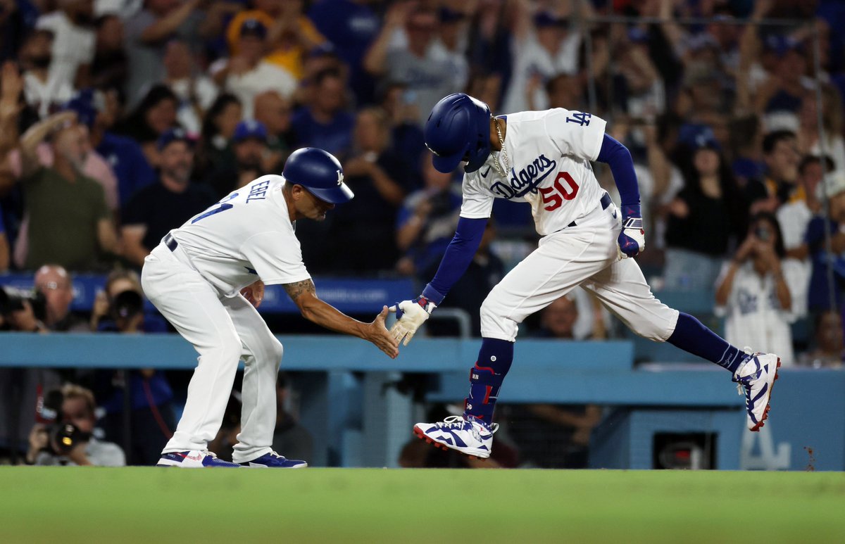 Mookie Betts tonight 👇 2-for-4 2 homers 3 runs scored 4 RBI Watch the NL MVP candidate lead off the bottom of the 9th with the Dodgers trailing 8-7 right now on MLB Network 📺