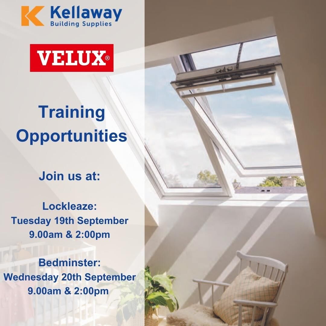 VELUX training - ways to learn about the new products and installation.

Best Practice Installations &amp; 2in1 
🗓️ Tue 19 Sept 9am &amp; 2pm
📍Lockleaze 

Best Practice Installations &amp; Flat Roof Windows 
🗓️ Wed 20 Sept 9am &amp; 2pm
📍Bedminster 

Secure your place: bit.ly/3OZl5sV