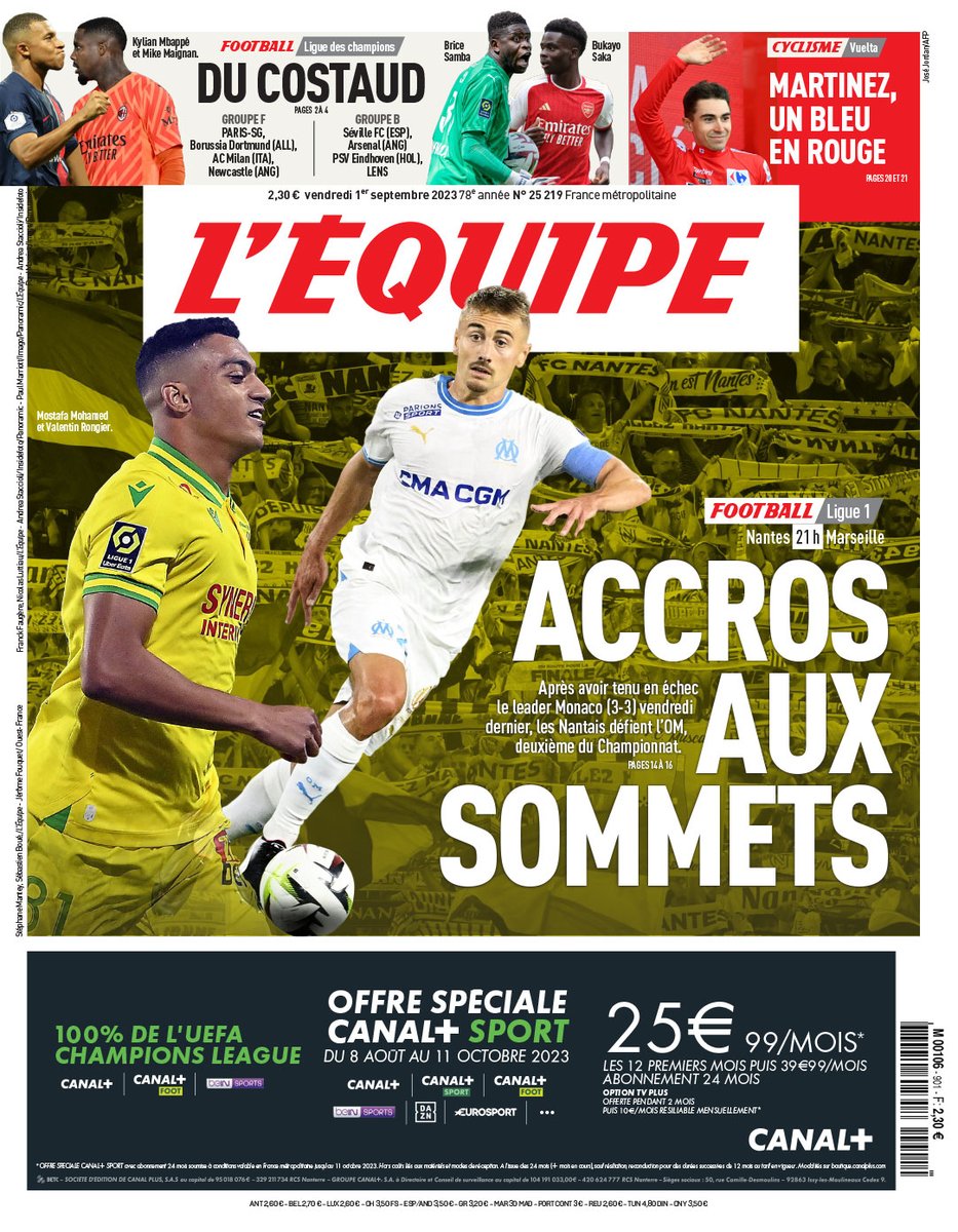 Les Unes Du Vendredi 1er Septembre 2023 Du Journal L quipe Pour les-unes-du-vendredi-1er-septembre-2023-du-journal-l-quipe-pour
