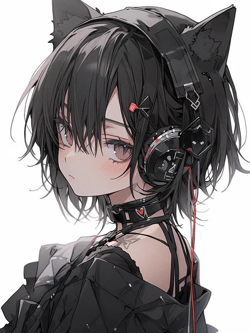 黒猫ヘッドホン 