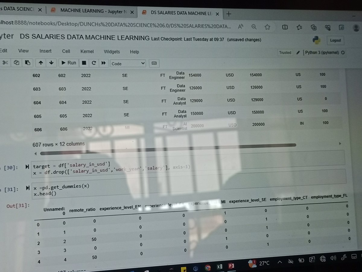 maureen_obeta's tweet image. Predicting salaries of a company employees in Dollars using machine learning.

#MachineLearning 
#code_plateau 
@PPMFOUNDATION 
@emmychesh17