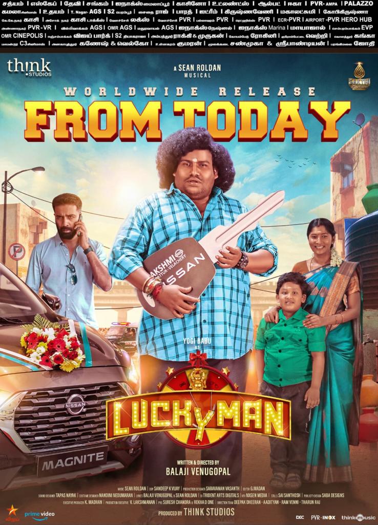 Ramesh Bala (@rameshlaus) on Twitter photo Luck just got a whole new definition with #Luckyman! Don’t miss the fun with your family and friends.
Book Now- bit.ly/3EjmXI5
#LuckyManFromToday
#TimeToFeelGood
<a href="/iYogiBabu/">Yogi Babu</a> <a href="/ThinkStudiosInd/">Think Studios</a> <a href="/balajesaar/">BalajeSaar</a> <a href="/ActorVeeraBahu/">Actor Veera</a> <a href="/actorabdool_lee/">Abdool Lee</a>
<a href="/RaichalRabecca/">Raichal rabecca</a> <a href="/RSeanRoldan/">Sean Roldan</a> Luck just got a whole new definition with #Luckyman! Don’t miss the fun with your family and friends.
Book Now- bit.ly/3EjmXI5
#LuckyManFromToday
#TimeToFeelGood
<a href="/iYogiBabu/">Yogi Babu</a> <a href="/ThinkStudiosInd/">Think Studios</a> <a href="/balajesaar/">BalajeSaar</a> <a href="/ActorVeeraBahu/">Actor Veera</a> <a href="/actorabdool_lee/">Abdool Lee</a>
<a href="/RaichalRabecca/">Raichal rabecca</a> <a href="/RSeanRoldan/">Sean Roldan</a>