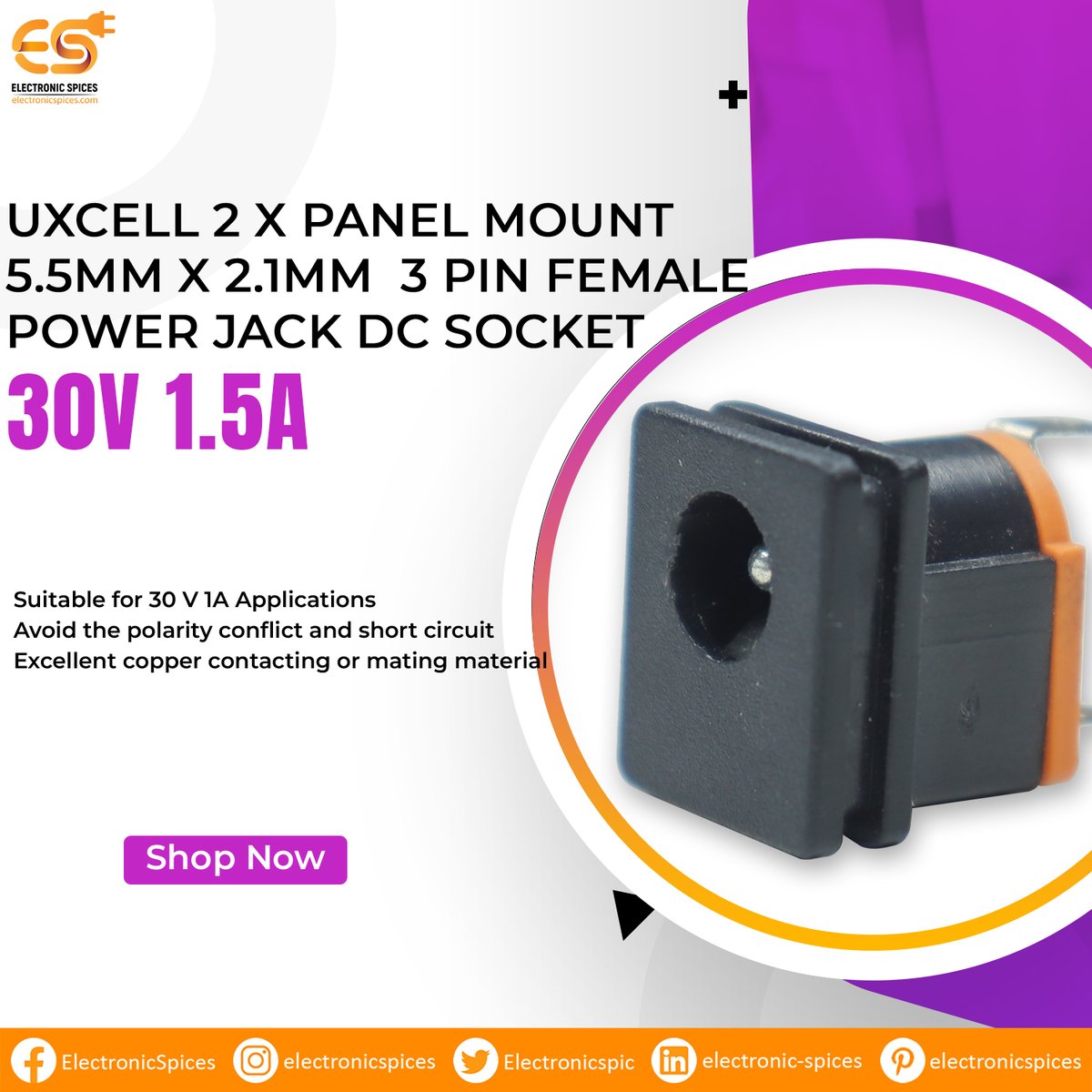 Electronicspic's tweet image. 𝐔𝐗𝐂𝐞𝐥𝐥 𝟐𝐗 𝐏𝐚𝐧𝐞𝐥 𝐌𝐨𝐮𝐧𝐭 𝟓.𝟓 𝐱 𝟐.𝟏𝐦𝐦 𝟑𝐩𝐢𝐧 𝐅𝐞𝐦𝐚𝐥𝐞 𝐏𝐨𝐰𝐞𝐫 𝐉𝐚𝐜𝐤 𝐃𝐜 𝐒𝐨𝐜𝐤𝐞𝐭

Buy Now : electronicspices.com/product/uxcell…

#uxcell #panelmount #3pin #femalepowerjack #dcsocket #powerconnector #connector #electronics #electronicspices #diy