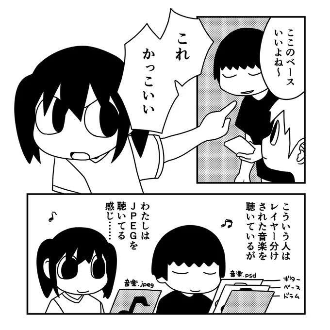 音楽をJPEGで聴いている(わたしの代理、歯車ハサミさん) 