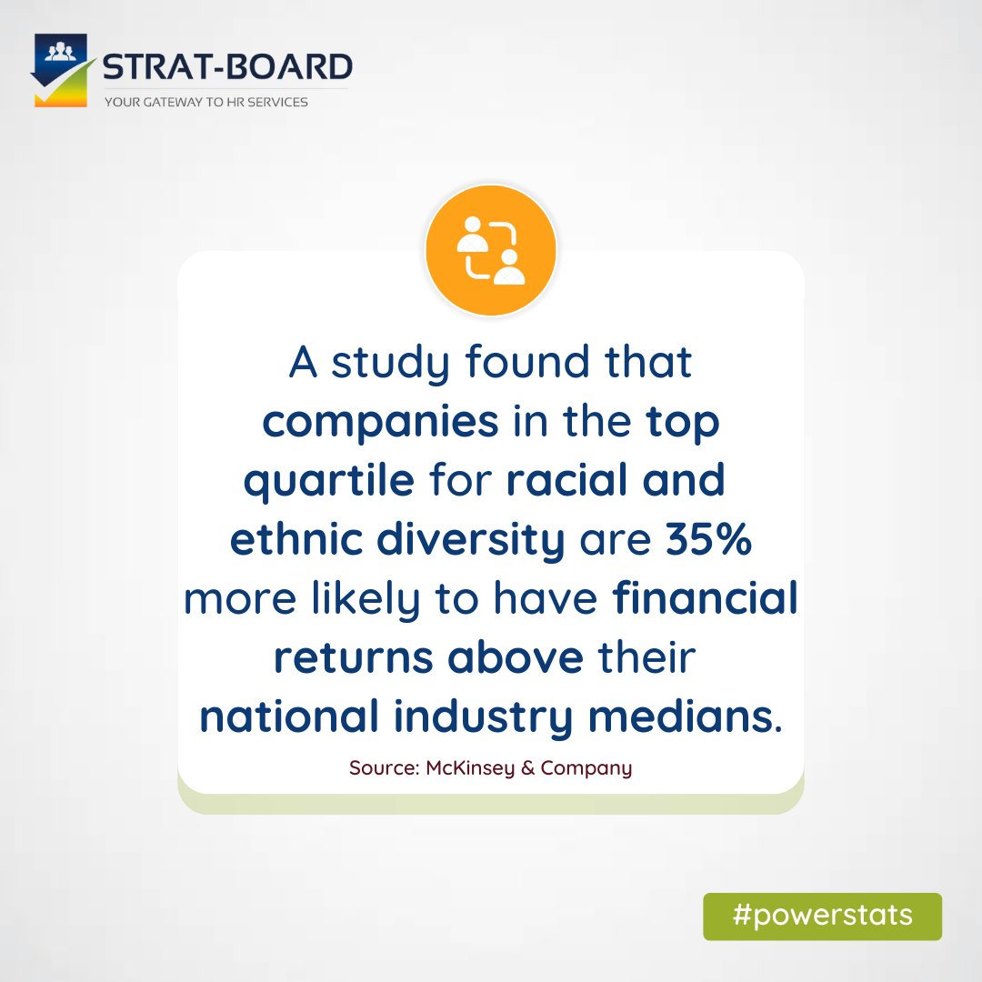 ‘Power-Stats’ is a simple, high impact data led series to keep you in the know of some compelling and interesting stats which could trigger your thinking and actions!

#PowerStats #diversityatwork #diversityandinclusion  #ethnicdiversity #racialdiversity #financialreturns