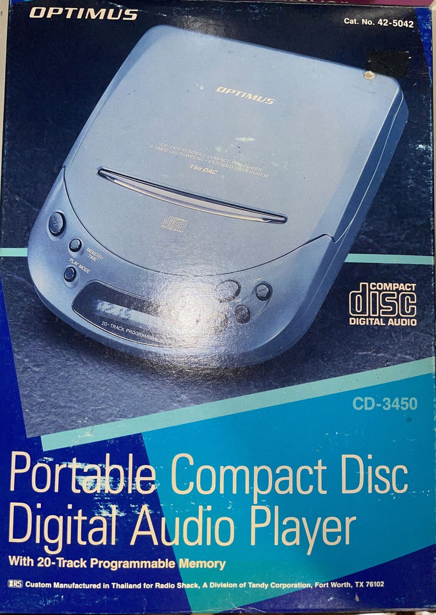 LASERDISCDREAM's tweet photo. I bought another portable CD player. 
only this time it's Optimus from 
Radio Shack Tandy company.

Optimus CD-3450

@radioshack
@DiscsCompact
#CDplayer
#CDdigitalaudio
#CDalbum https://t.co/MibTJ1V4PG