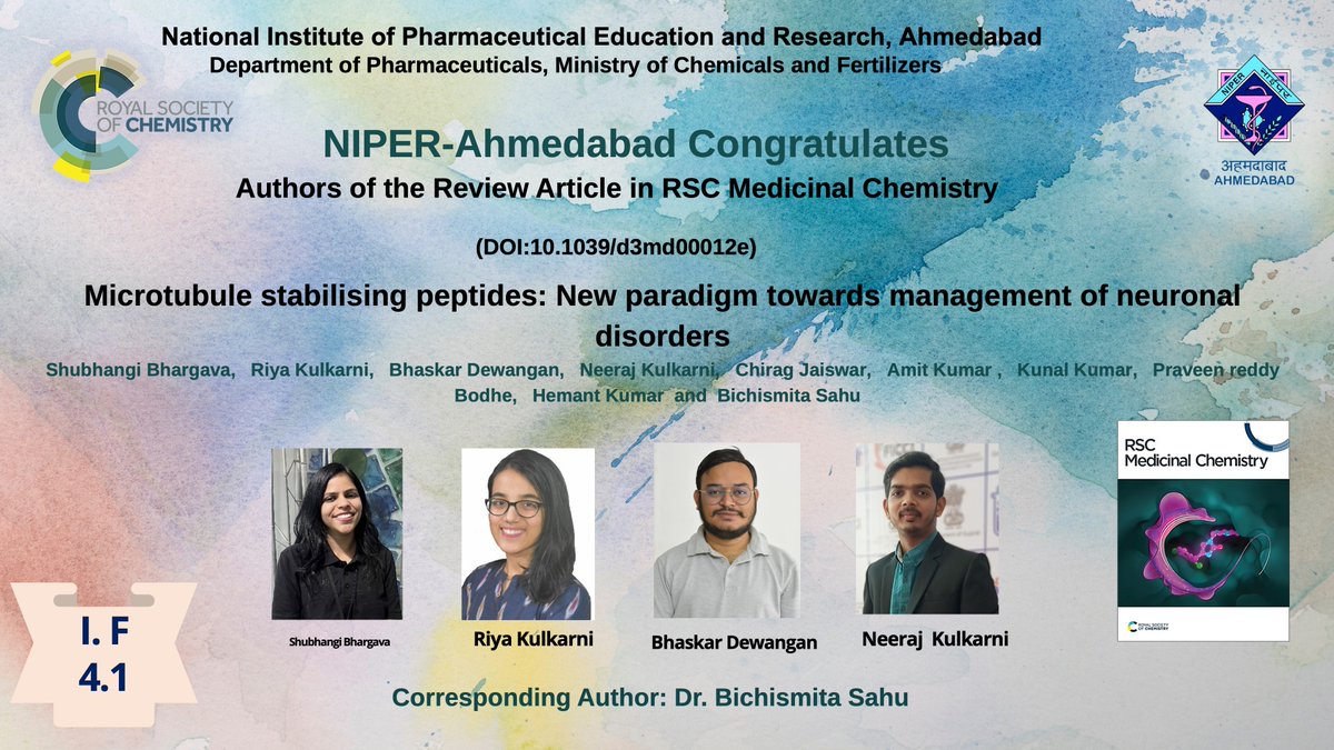 NIPERAHM's tweet photo. NIPER Ahmedabad congratulates all the authors of the research paper.

@Pharmadept @OfficeOf_MM @bhagwantkhuba 

#Researchpaper https://t.co/9wrzAlH1YG