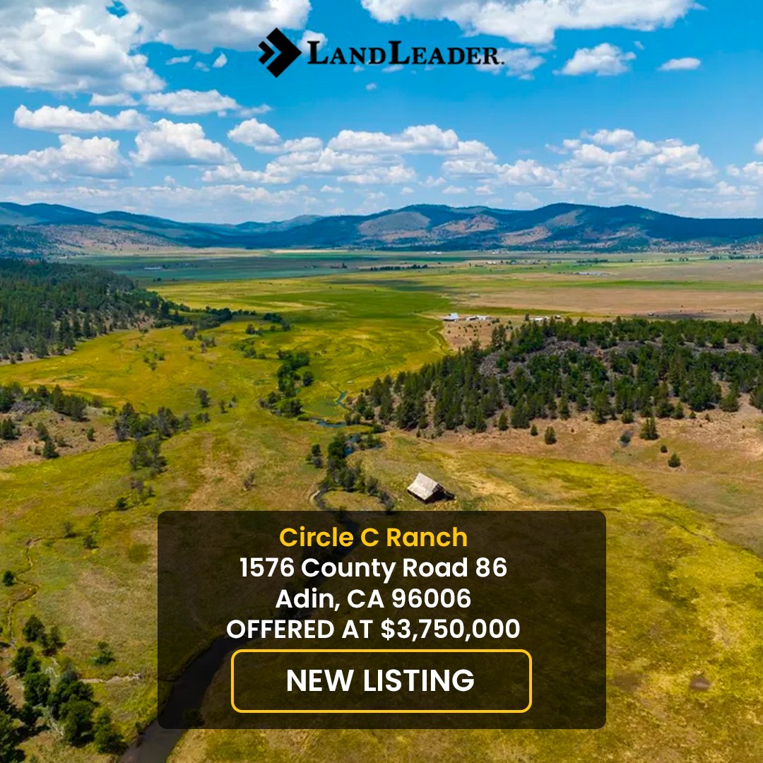land_leader's tweet photo. New Listing | Circle C Ranch 🤩🎉 | $3,750,000 | 1,311± Acres | Modoc County
Presented by Todd Renfrew
Call us to get more information about this beautiful ranch: (707) 455-4444
Property Details: https://t.co/mkzBd1dbxG
#landleader #CircleCRanch #NewListing #ModocCounty https://t.co/2XEUIu19U5