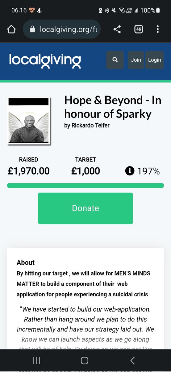 Rkardz's tweet photo. Well, there we have it. Raising just shy of 2K; @MensMindsMatter we hope this helps you to grow past the barriers you have faced; good look with the development and redesign of the website as well as producing and disseminating research aimed at understanding suicide. https://t.co/w30FELhHLo