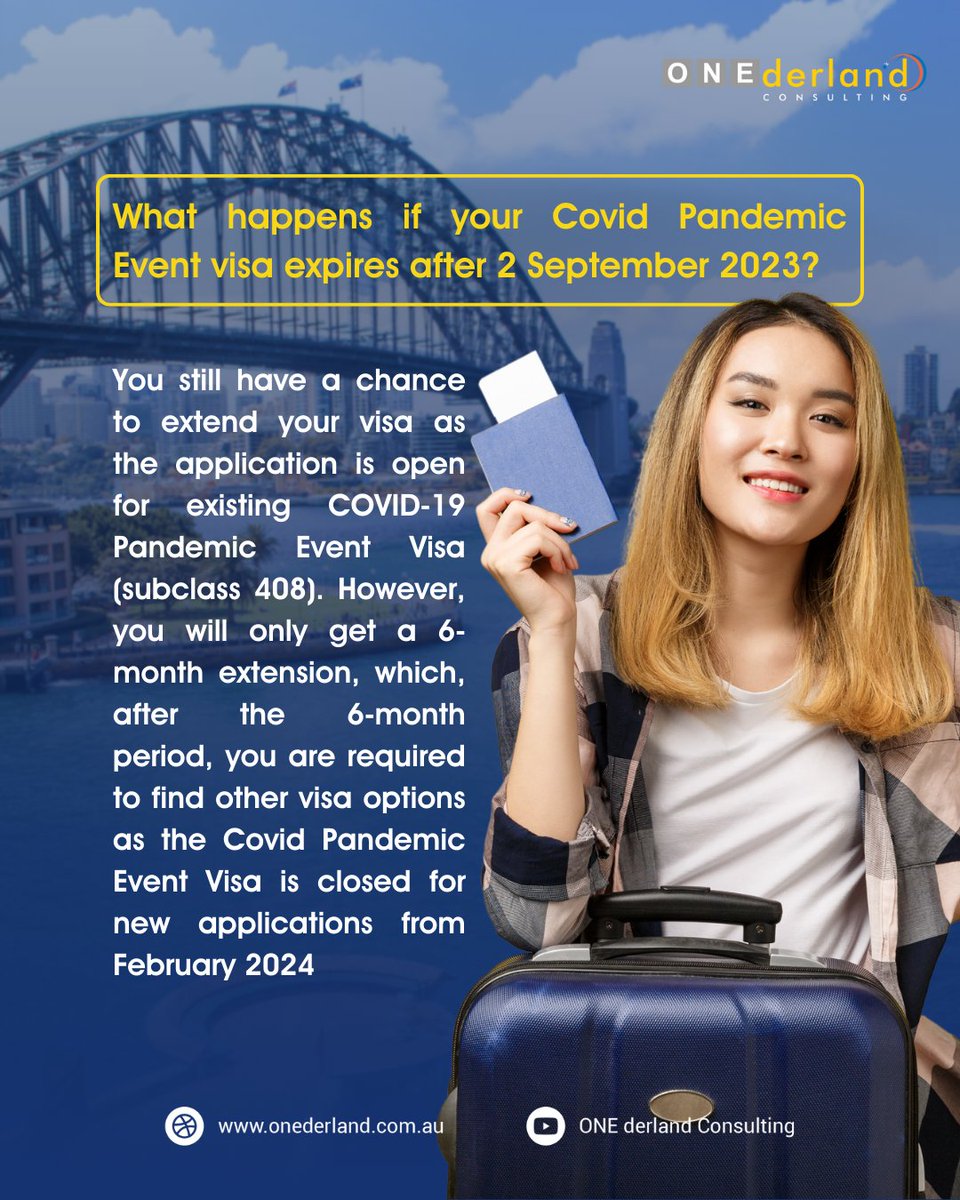 onederland_au's tweet image. 𝐁𝐑𝐄𝐀𝐊𝐈𝐍𝐆 𝐍𝐄𝐖𝐒!!

COVID Pandemic Event Visa (Subclass 408) 𝐢𝐬 𝐜𝐥𝐨𝐬𝐞𝐝 for new applicants in February 2024!

Read More below!

#COVIDVisa #Subclass408 #Visa408Australia #Visa408 #VisaAustralia