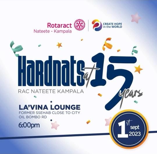 One of the best things that happened to me in 2021 was joining @rotaractnateete 😁! Today we celebrate 15 years of service. Join us at Lavina lounge formerly Ssehab restaurant just next to city oil Bombo road. It's going to be a fun filled evening🥳.#TheHardNats #NateeteAt15