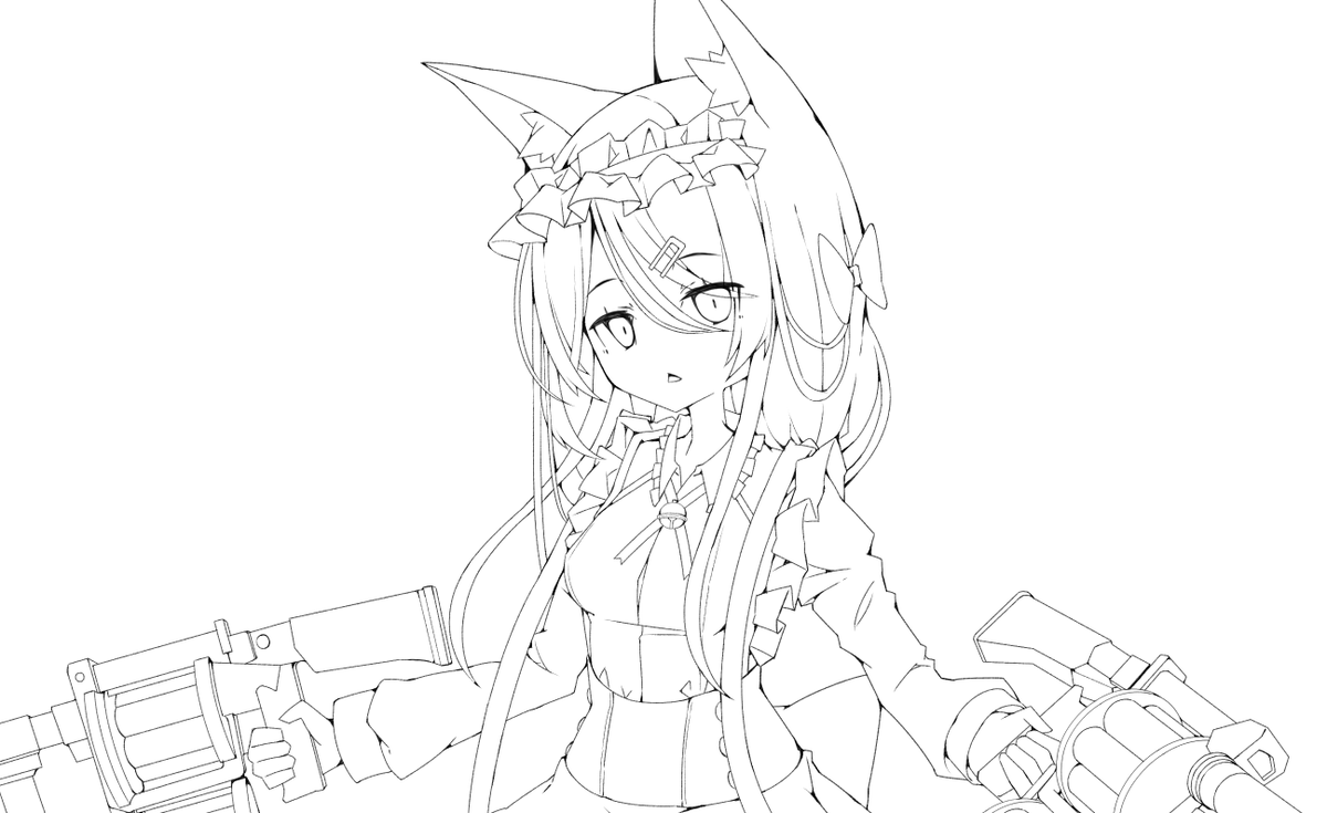 ケモ耳線画。 