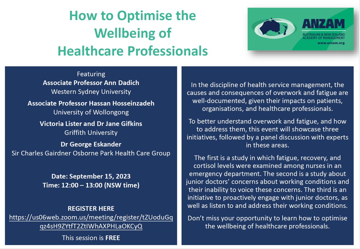 ListerVictoria's tweet photo. Join me for a FREE 1-hour lunchtime session on research and a real-world case study on how to optimise healthcare professional wellbeing. https://t.co/1c1n7KQRms https://t.co/LDzac59qYo