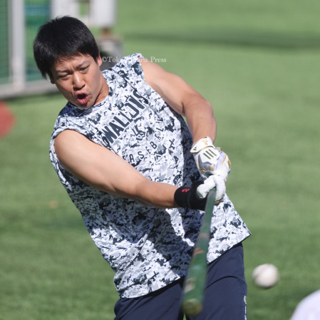 tospophoto's tweet photo. 【プロ野球】2023年9月1日（神宮球場）
ヤクルトスワローズ練習から
#swallows #npb #東スポ　
#山田哲人 https://t.co/2Y8GvVhP00