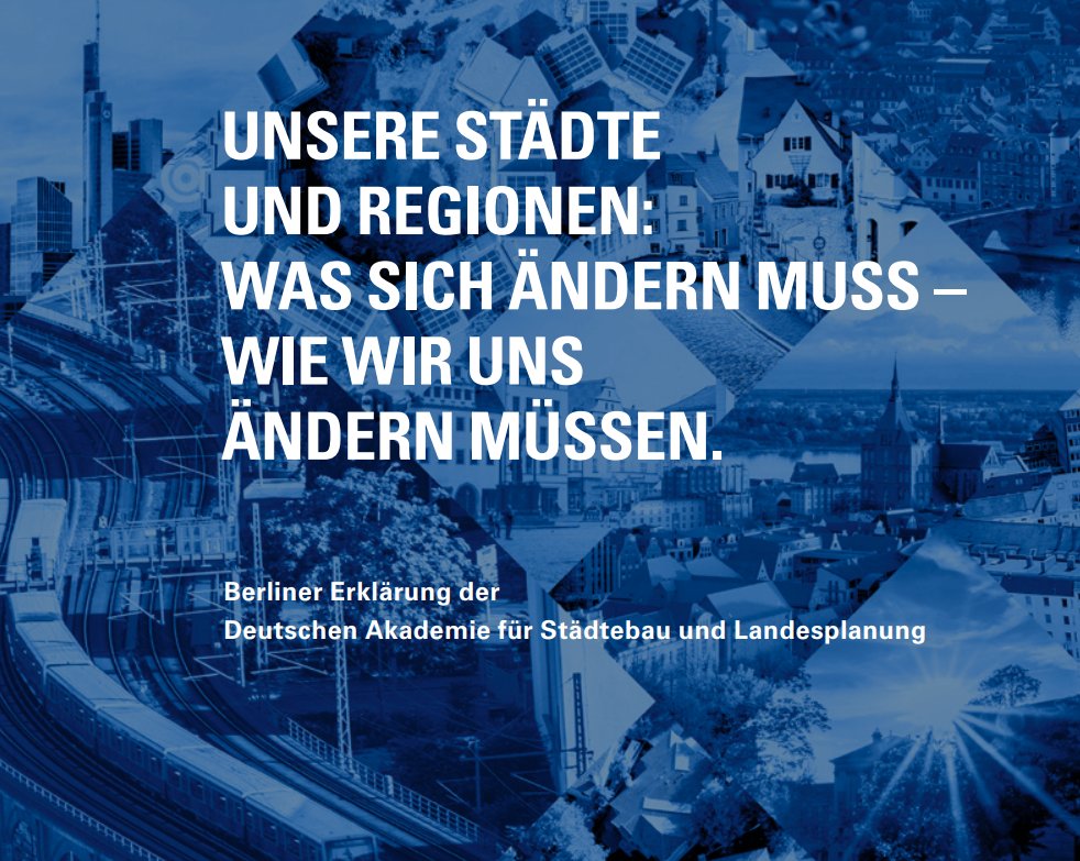 "Die anhaltende Inanspruchnahme landwirtschaftlicher Flächen für neue Wohn- und Gewerbegebiete steht dem Ziel der Klimaneutralität  entgegen." 

- #BerlinerErklärung der  Deutschen Akademie für Städtebau und Landesplanung 👇
dasl.de/wp-content/upl…