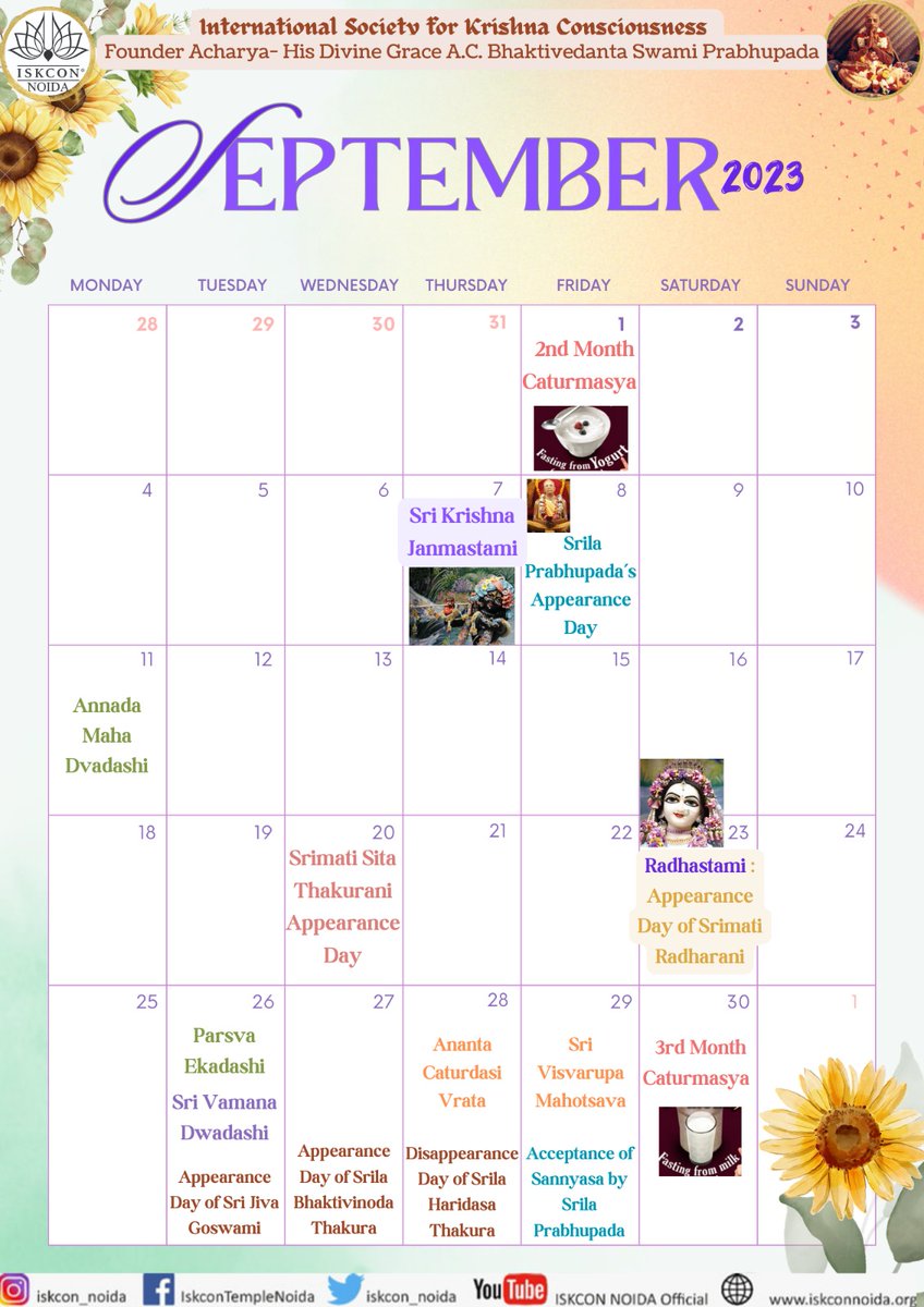 iskcon_noida's tweet photo. Hare Krishna, 
Mobile Calendar for  SEPT  2023.
#sep #2023 #calendar #vaishnava #september #iskcon #isckontemple #iskconworld #krishnalove #krishnaconsciousness #krishna #krishnabhakti https://t.co/siwPtLMXHF