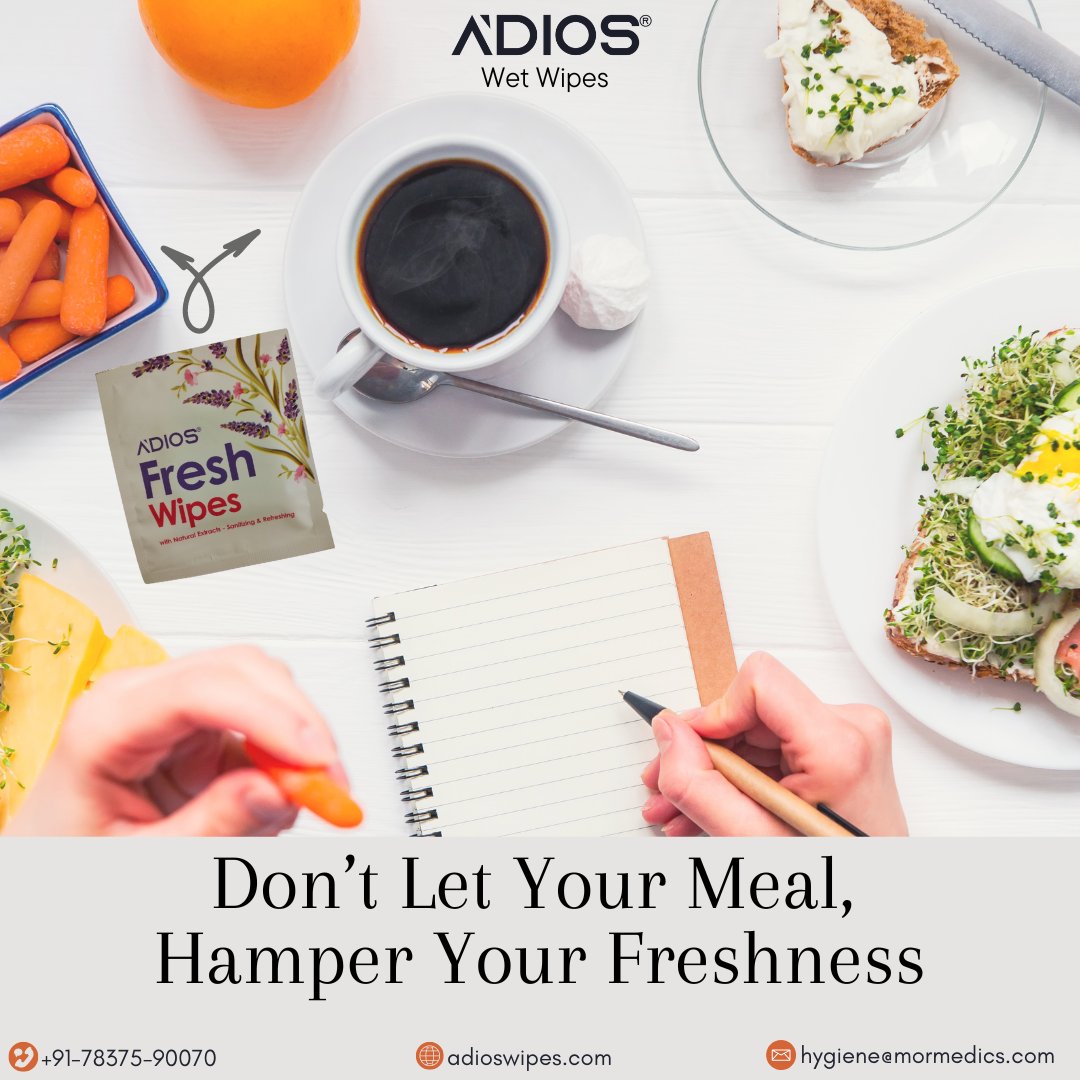 adioswetwipes's tweet photo. Elevate your dining experience with Fresh Wipes, the perfect pre-meal companion. Designed to cleanse and refresh, these wipes ensure that every meal begins on a fresh and invigorating note. 🍽️🌿
Visit Our Website : https://t.co/MhrDmOuvyV
.
#freshwipes #premeal #premealroutine https://t.co/C0h8xvQpCs
