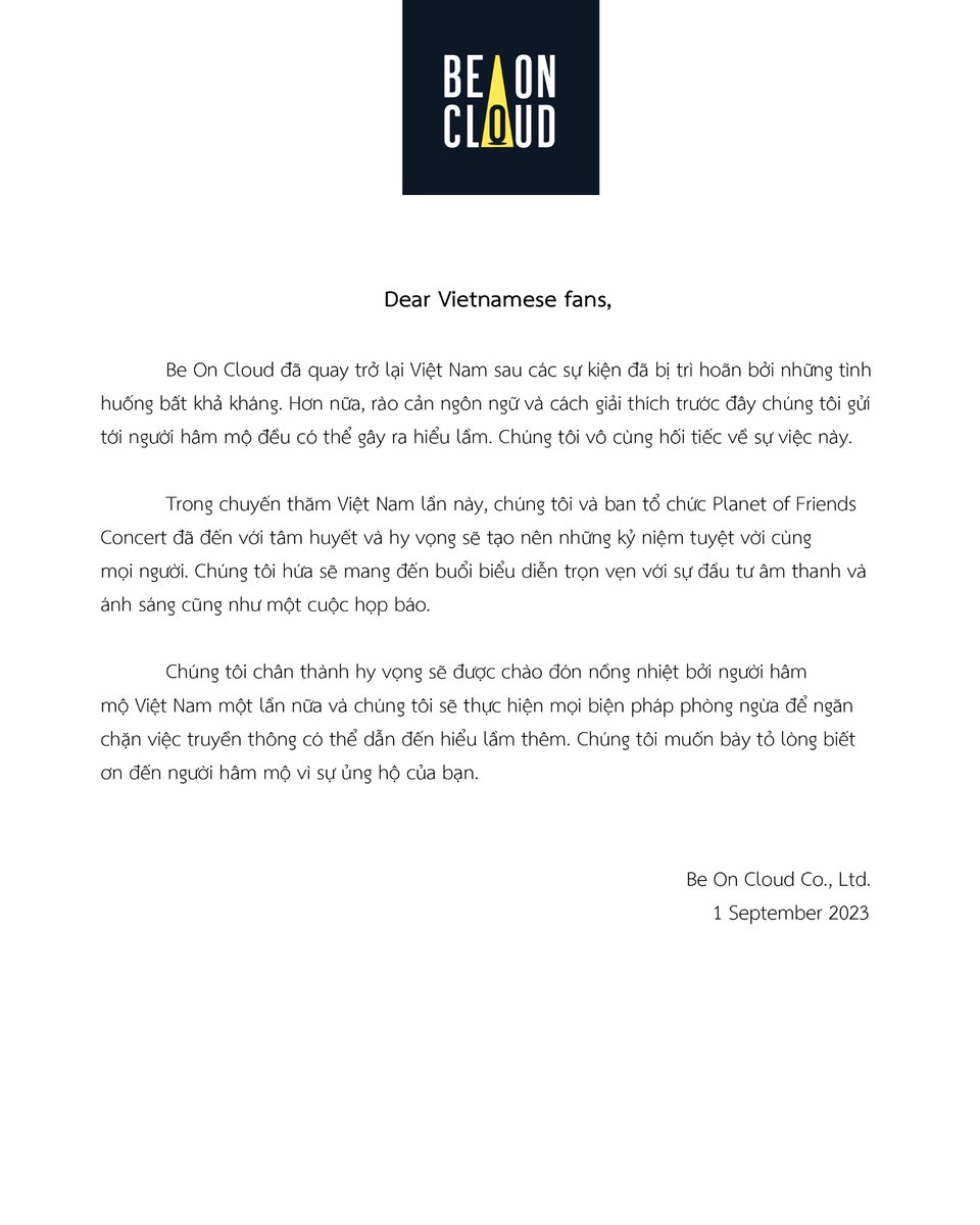 beoncloud_th's tweet photo. สวัสดี แฟนชาวเวียดนามที่รัก 
Dear Vietnamese fans
Kính gửi người hâm mộ Việt Nam

@Fanstar_event 
#asiaconcertplanetoffriends https://t.co/NtPOi2GvX7