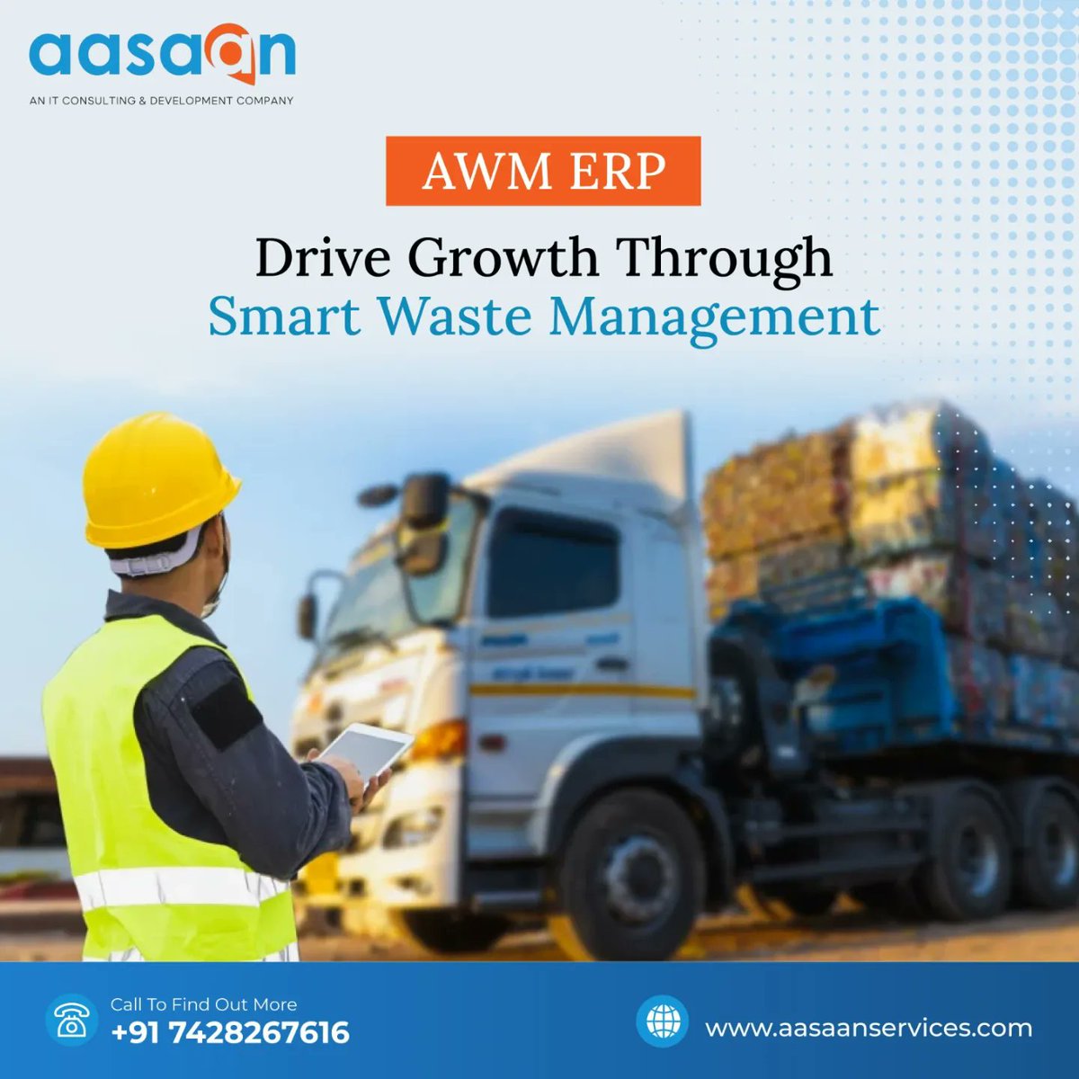 aasaanservices's tweet photo. AWM ERP: Drive Growth Through Smart Waste Management.

For more information, visit our website: https://t.co/FmpxuCzMKe or call us at +91-7428267616.

#aasaanservices #aasaan #AasaanERP #efficiency #smartwastemanagement #wastemanagement #recycle #assettracking #innovation https://t.co/YiF3ahzNRp