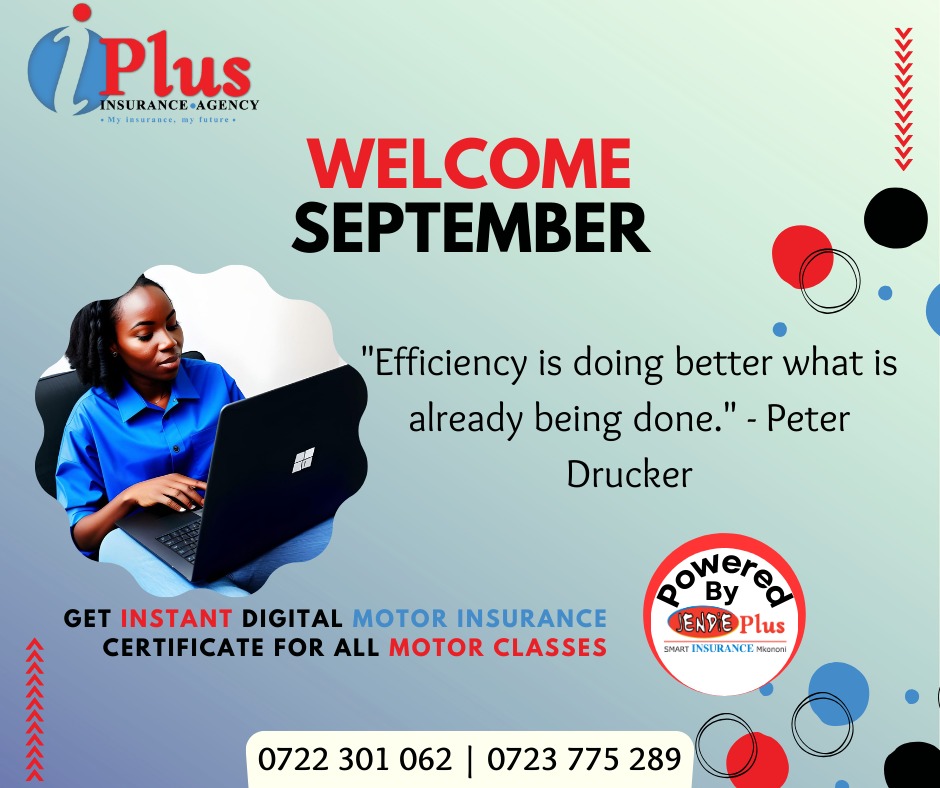 iplusinsure's tweet image. Happy New Month of September! Unveil peace of mind this new month with Iplus Insurance Agency and the seamless power of JendiePlus InsurTech platform. Embrace innovation, embrace security. Your protection, our priority. #IplusInsurance #InstantInsurance #NewMonth #MotorInsurance