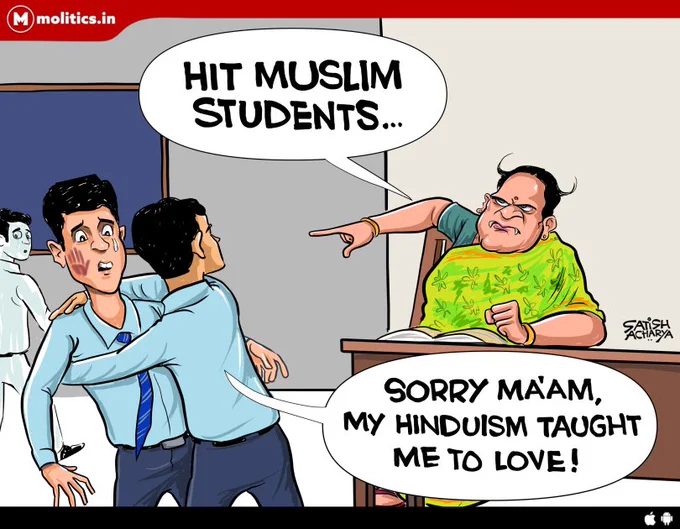 BharatKaSach_'s tweet photo. My Hinduism teaches me to love @moliticsindia cartoon. #TriptaTyagi #NehaPublicSchool #muzaffarnagarcase https://t.co/1qPGTN3uDA
