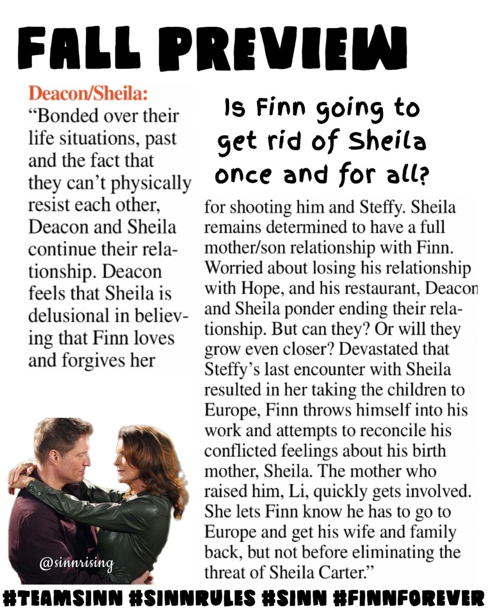 How do you believe Finn feels about Sheila? You think he’s confused after losing his family to her now? 

#eric #forrester #rj #bold #spoiler #thursday #friday #today #preview 
#sinnrules #sinn #sinnforever #wewantsinn #wewantfinn #finnforever #sinnalways