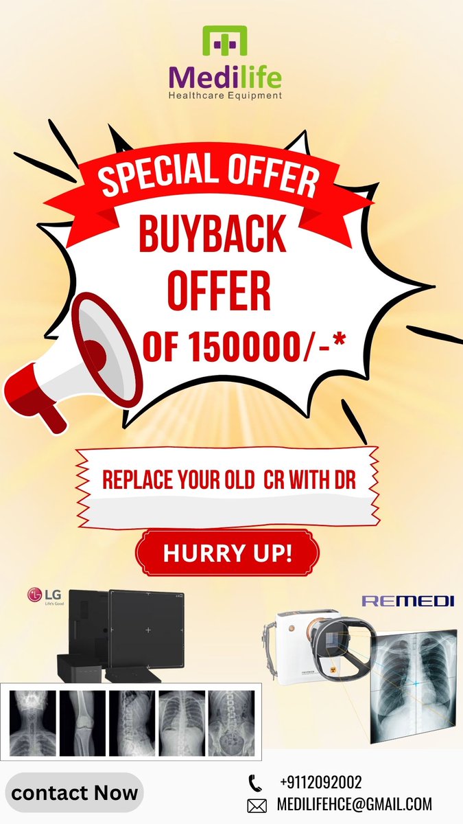 Medilifemktg's tweet image. Replace old CR with  DR Get Buyback offer of Rs. 150000/-*
Go Digital, Make your life Easy &amp;amp; More Efficient

Call To find out more +919112092002 / 9595452103
 #portablexraymachine #DigitalHandheldXRayCamera #DigitalXRayMachine #HandheldXRayCamera #PortableXRayDigitalCamera #XRay