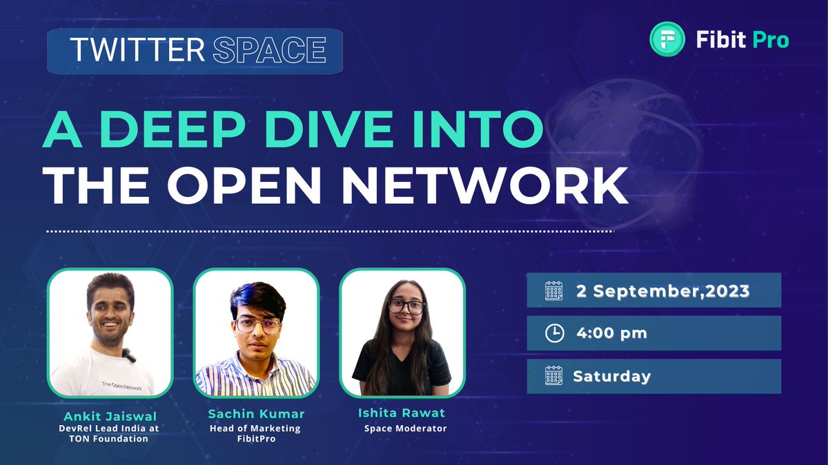 fibitpro's tweet photo. Join me and @ankit_ton on the @fibitpro Twitter Space and gain detailed insights on the @ton_blockchain
Date: Saturday, 2nd September
Time: 4PM
Venue: @fibitpro Twitter Space
~drop 🚀 below if you're bullish on the TON coin~
#toncoin #theopennetwork #FibitPro https://t.co/qE5BJ3ojSP
