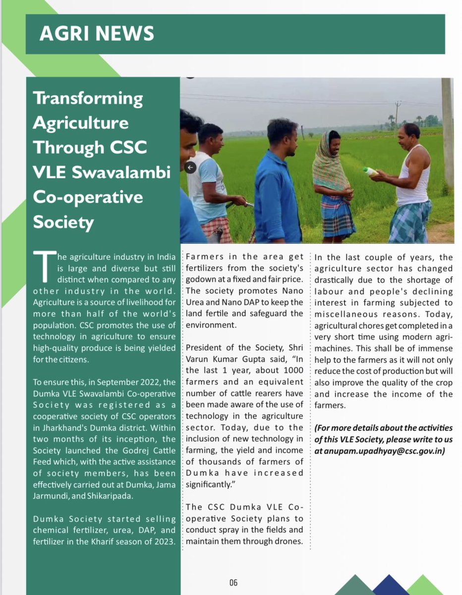 Transforming Agriculture through CSC VLEs co-operative society-Dumka, Jharkhand.