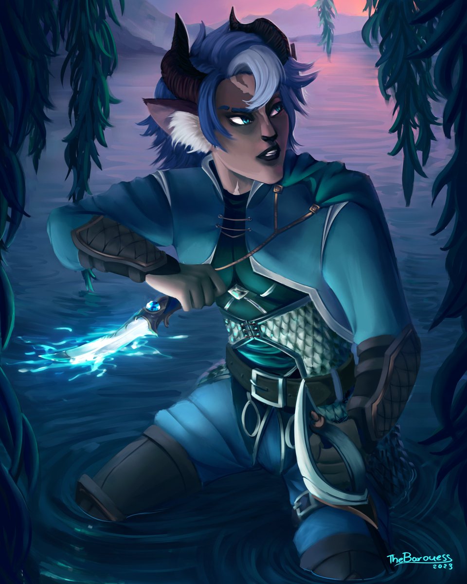 Thebaroness0's tweet photo. 1st prize of the Aqua Art Challenge DTIYS! Congratulations to djaxaran on Instagram!  

#ttrpgart #DnDcharacter #Pathfinder2e #digitalart #illustration https://t.co/2WpUmf4VcE