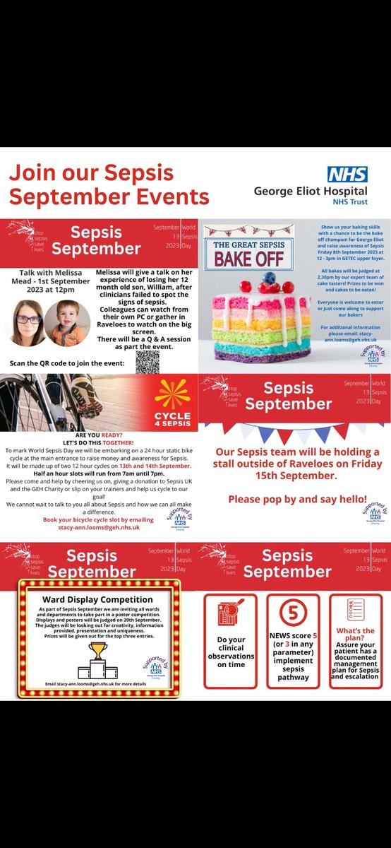 Sepsis September has started! Lots of fun and educational things going on across the month to raise awareness, recognise deterioration and save lives! @mrs_redferno @EliotSepsis @STACY10011