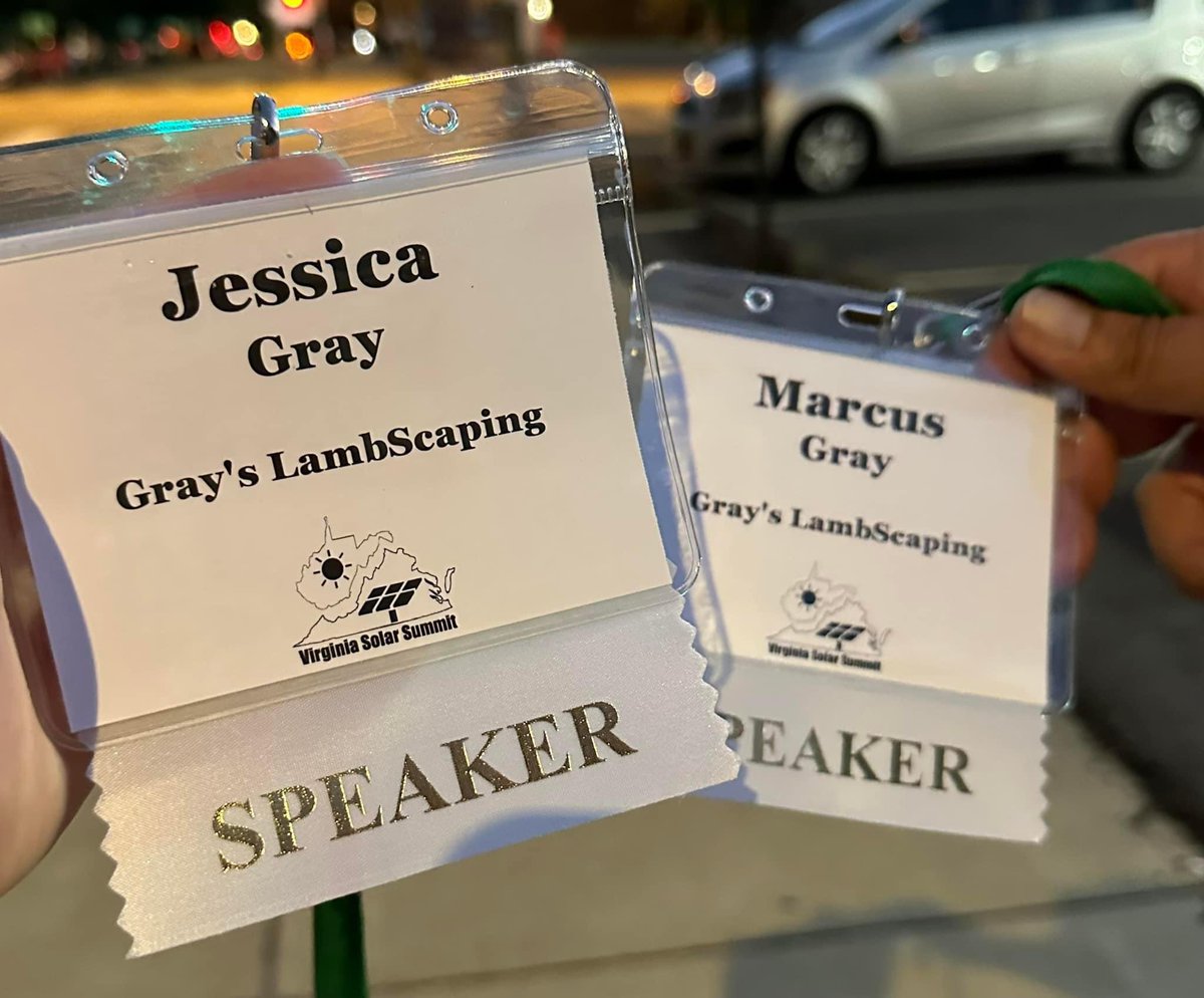 GrayFeist's tweet photo. We had a great time discussing #solargrazing & other #agrivoltaics at the #VirginiaSolarSummit Summer Shindig!
Thanks for having us!!!
@fhjess33 @graysLAMBscapin
#solar #Virginia #sheep
Photo of us on stage by Skyler Zunk at Energy Right. https://t.co/HGs5P7ydBP