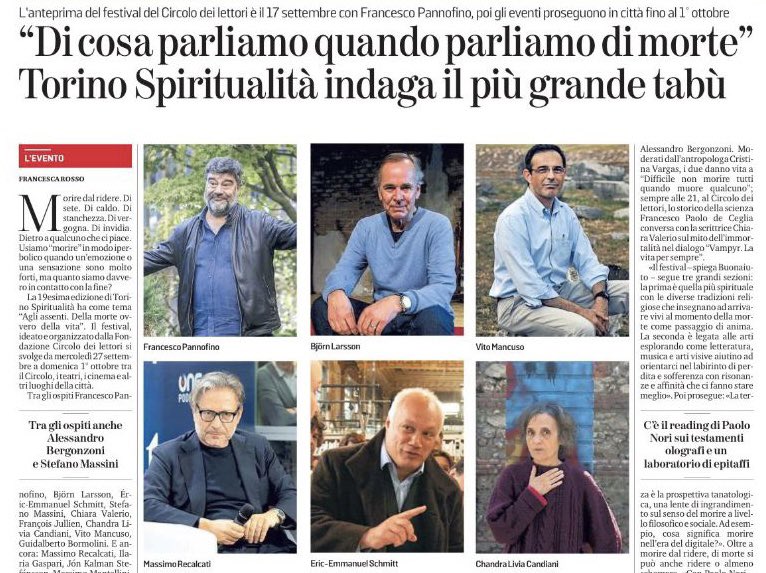CircoloLettori's tweet photo. Oggi su @LaStampa si parla di #torinospiritualità.
Tra le pagine di @StampaTorino l'articolo di @frarossorosso su ospiti e programma.

➡️ https://t.co/eLViuzOnru https://t.co/5AINELjKbM