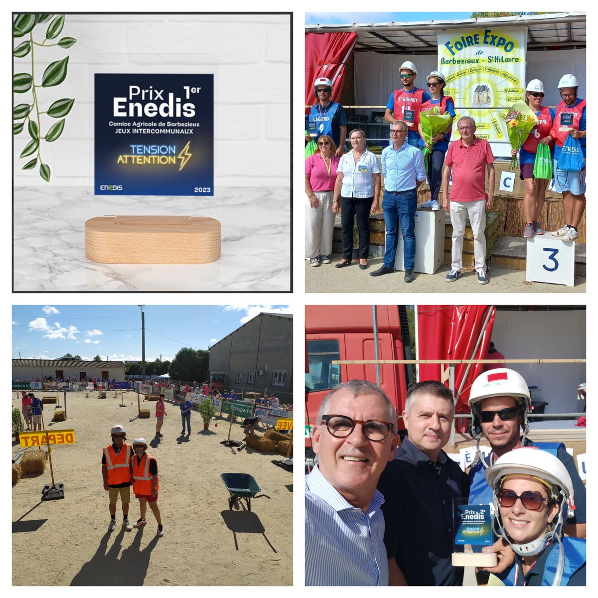 StephaneColomas's tweet photo. @enedis partenaire de #Barbezieux, j'ai le plaisir aujourd'hui de remettre les trophées "Tension Attention" récompensants les gagnants de l'épreuve "la course". Une méthode innovante pour sensibiliser la profession agricole aux dangers à proximité de nos lignes en #Charente https://t.co/L107xHIXwm