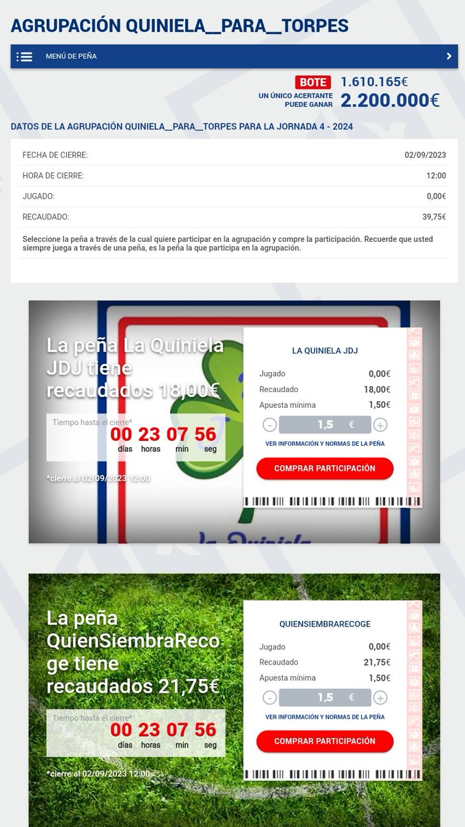 QuiniTorpes's tweet photo. Muy avanzada la jornada ya las cuotas se van ajustando, y todo pinta a que puede ser una jornada rentable.

Y si buscamos dentro de su dificultad puede que el BOTE salte.

Ahora te toca decidir a ti. Juega en la agrupación y no te arrepentirás.

https://t.co/IWvxQtqyUX https://t.co/kr99dnqRxL