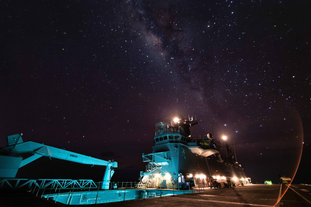 DefenceAust's tweet photo. Check out some great shots during #IPE23!

1️⃣ #HMASCanberra under the stars. 🌠
2️⃣ #HMASAnzac &amp; JS Izumo sail in company with HMAS Canberra. 🇯🇵
3️⃣ HMAS Anzac launches its RHIB. 🚢

📸 LSIS Susan Mossop @JMSDF_PAO https://t.co/O6rBybGGu4