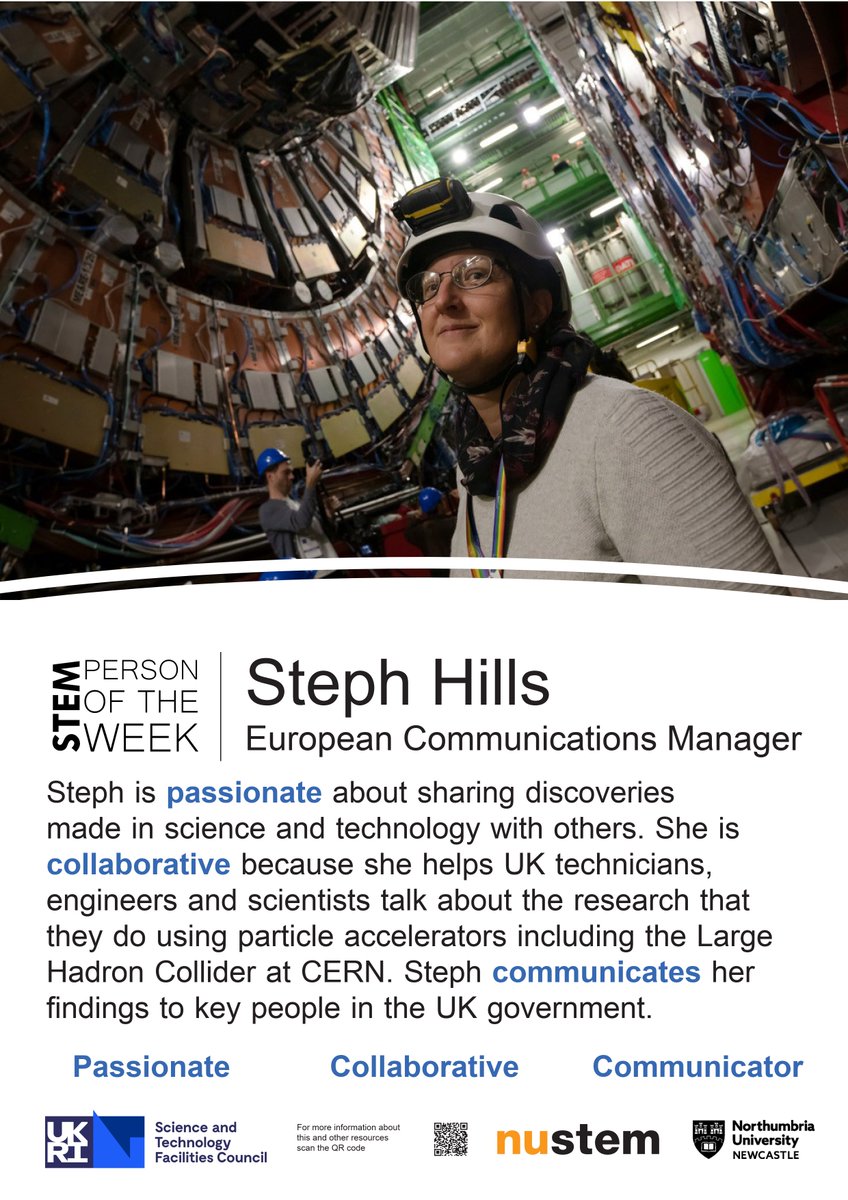 📅 Today’s #STEMPersonOfTheWeek is @Sci_of_Steph! 

🗣 She’s a passionate, collaborative communicator, supporting #UKatCERN technicians, engineers and scientists <a href="/CERN/">CERN</a>. 

#UKatCERN #SciCom 

ℹ Find out more and download teaching resources here 👉 orlo.uk/Ub87G
