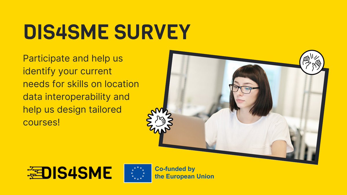 Calling all #European #SMEs! What challenges are YOU facing when using #LocationData? 🤔 We need your help in designing future courses to make location data work for YOU! 🙌 Help us tailor our courses to YOUR needs by filling out our survey:  dis4sme.eu/survey/