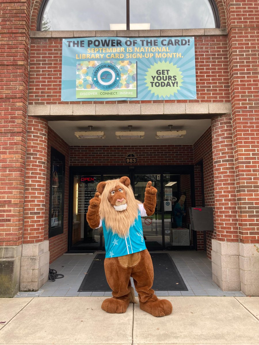 GraftonPL's tweet photo. September is National Library Card Sign-Up Month! Visit the Library to get YOURS today. And remember...it's THE POWER OF THE CARD! 🦁📖 https://t.co/sIQ9upT3DN